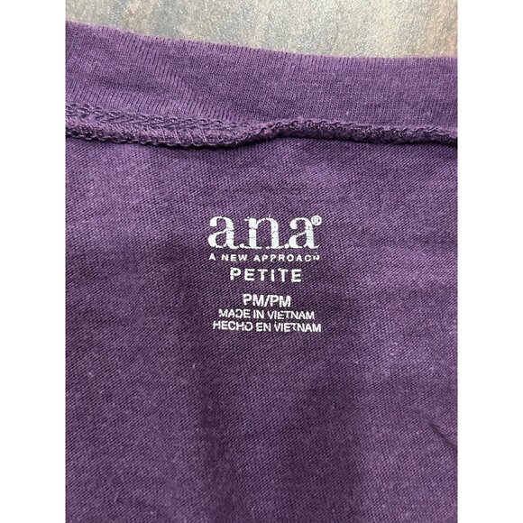 Ana Purple Petite T-Shirt Sequined Pocket Detail Sz PM - Picture 5 of 10